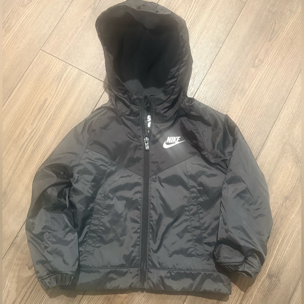 Nike Youth 2–3 Years Black Hooded Full Zip Jacket Fleece Lined Lightweight
